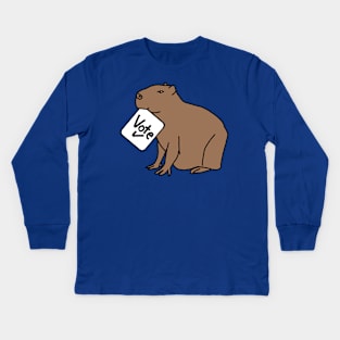 Capybara says Vote Kids Long Sleeve T-Shirt